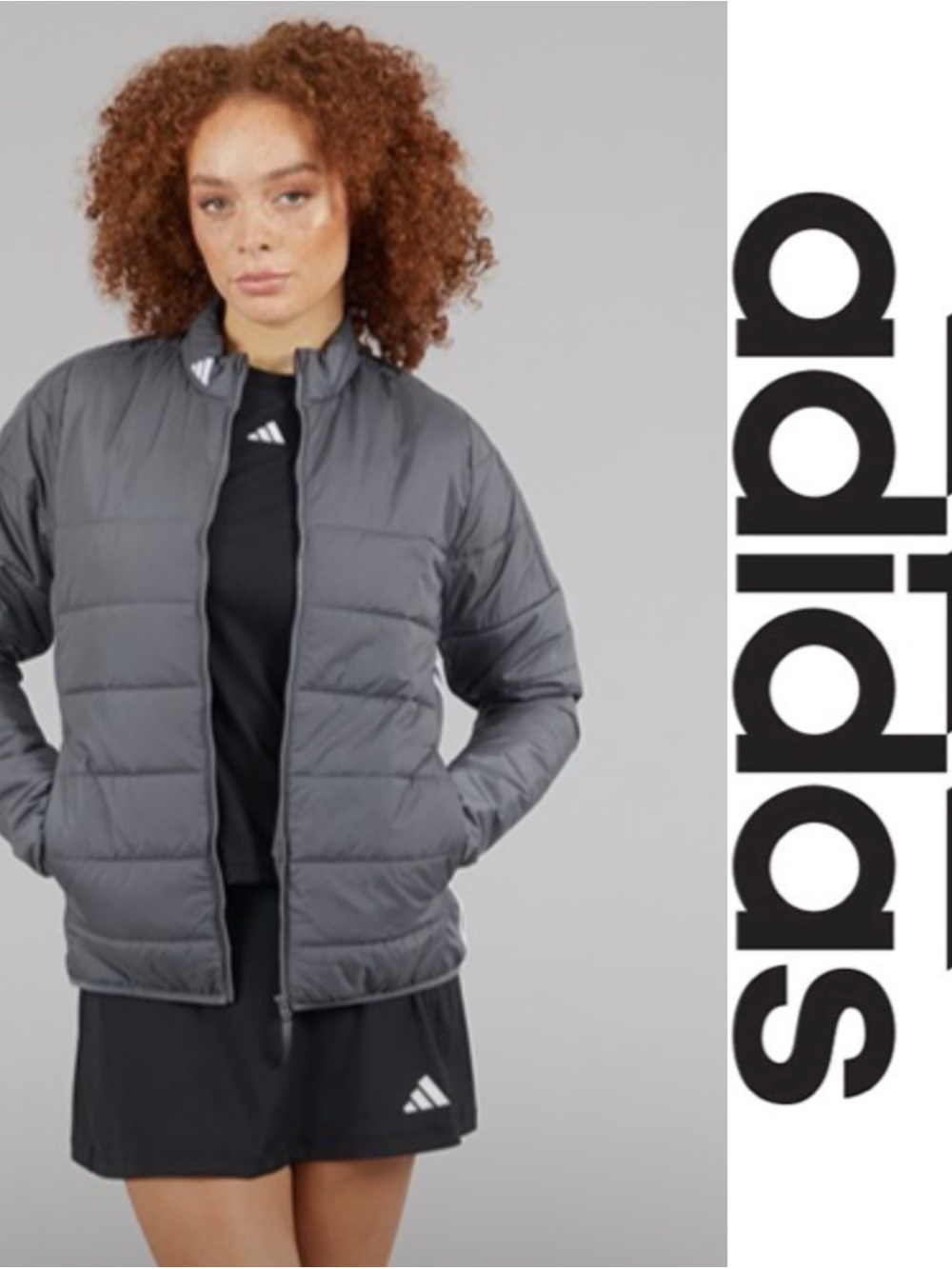 Adidas grey quilted puff Golf Jacket*NWT